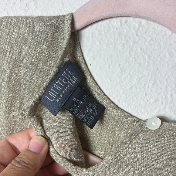 Lafayette 148 New York Linen Tank Top Back Button Closure size 4 - Picture 4 of 7